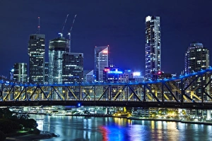 Elevated skyline of Brisbanes Central Business District with Story Bridge Elevated skyline of Brisbanes Central Business District with Story Bridge
