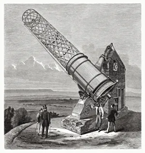 Great Melbourne Telescope, Australia, wood engraving, published in 1870 Great Melbourne Telescope, Australia, wood engraving, published in 1870