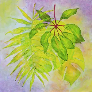 Green Palm Leaves Abstract Painting Green Palm Leaves Abstract Painting