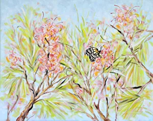 Grevillea Flowers and a Caper White Butterfly Acrylic Painting Grevillea Flowers and a Caper White Butterfly Acrylic Painting