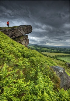 The hanging stone in the Peak district, Cheshire, England The hanging stone in the Peak district, Cheshire, England
