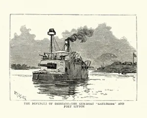 HMQS Gayundah, flat-iron gunboat, Fort Litton Brisbane 19th Century HMQS Gayundah, flat-iron gunboat, Fort Litton Brisbane 19th Century