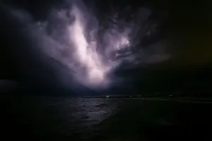 Australian Lightning Storm Prints: Lightning over the ocean