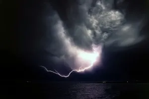 Australian Lightning Storm Prints: Lightning over the ocean