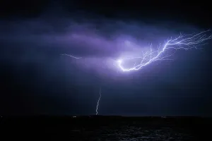 Australian Lightning Storm Prints: Lightning over the ocean