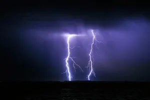 Australian Lightning Storm Prints: Lightning over the ocean