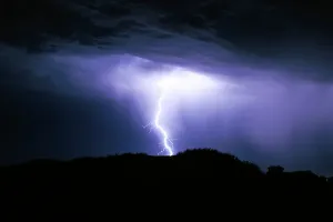 Lightning over the Ocean Print
