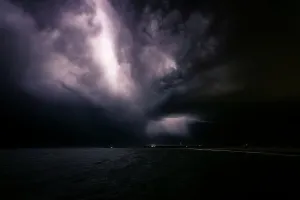 Stormy Weather Australia Prints: Lightning over the ocean