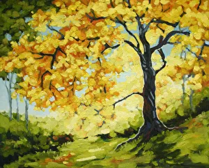 Morning Sunlight Glowing Behind Autumn Tree Oil Painting Morning Sunlight Glowing Behind Autumn Tree Oil Painting
