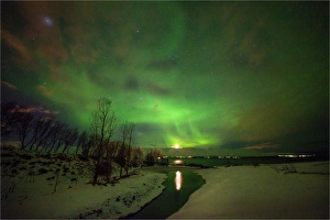 Northern Lights (Aurora borealis) over the skies at Akureyri, northern Iceland Northern Lights (Aurora borealis) over the skies at Akureyri, northern Iceland