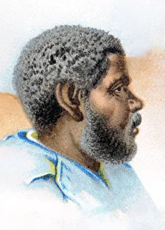 Old chromolithograph illustration of The Aboriginal Tasmanians man Old chromolithograph illustration of The Aboriginal Tasmanians man