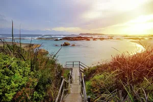 Prints of Greens Pool, located on the south coast of Western Australia, is a sandy white beach surrounded by large granite boulders which were formed 1.5 billion years ago Denmark Prints: Sunset at Greens Pool Print