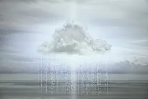 Images Dated 27th January 2016: Cloud Computing Print: Data Falling from Cloud