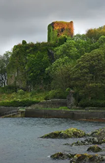 Ruins of Dunollie Castle from Oban Bay, Scotland Ruins of Dunollie Castle from Oban Bay, Scotland