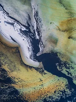 Sandbar and bizarre ocean texture shot by drone, Shark Bay, Australia Sandbar and bizarre ocean texture shot by drone, Shark Bay, Australia
