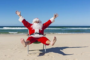 Santa Claus at the Beach For sale as Framed Prints Photos Wall