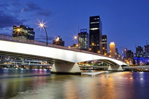 Skyline of Brisbanes Central Business District with Victoria Bridge at night Skyline of Brisbanes Central Business District with Victoria Bridge at night
