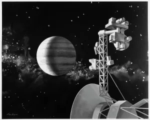 Space Prints: NASA Print of Jupiter and Voyager Spacecraft