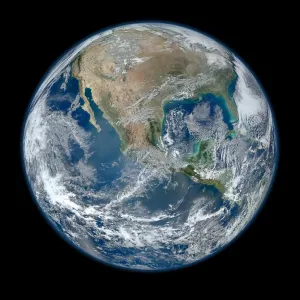 Blue Marble Earth Print: A High-Resolution Satellite Image of the Planet