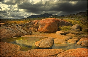 Stormy weather over the landscape, Flinders Island, part of the Furneaux group, eastern Bass Strait, Tasmania Stormy weather over the landscape, Flinders Island, part of the Furneaux group, eastern Bass Strait, Tasmania