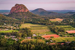 Sunset over Mount Tibrogargan in Glass House Mountains of Queensland Sunset over Mount Tibrogargan in Glass House Mountains of Queensland