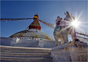 Sunstar at Boudhanath, Western Himalayas, Nepal Sunstar at Boudhanath, Western Himalayas, Nepal