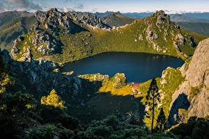 View of Lake Oberon from mt Oberonin Western Arthur Range, Southwest Tasmania View of Lake Oberon from mt Oberonin Western Arthur Range, Southwest Tasmania