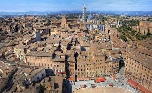 View of Piazza Del Campo & Siena Cathedral, Italy View of Piazza Del Campo & Siena Cathedral, Italy