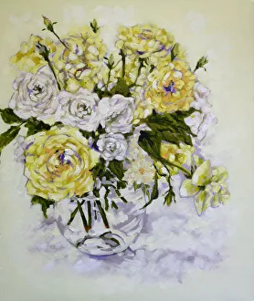 Yellow and White Roses Oil Painting Yellow and White Roses Oil Painting