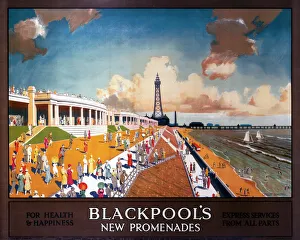 Blackpools New Promenades, LMS poster, 1923- 1947 Blackpools New Promenades, LMS poster, 1923- 1947