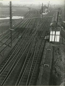 Ely North Junction, 1911, signal box on the right. Past the house the Kings Lynn Ely North Junction, 1911, signal box on the right. Past the house the Kings Lynn
