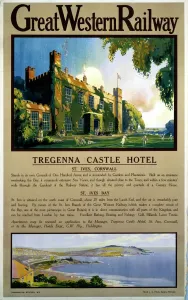 Tregenna Castle Hotel Print, St Ives Cornwall GWR Poster 1923-1947
