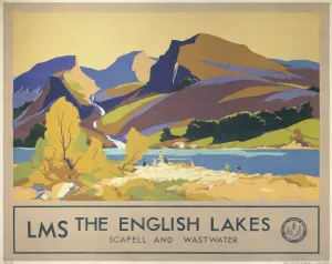 The English Lakes Print, a 1930s LMS poster featuring Scafell and Wastwater