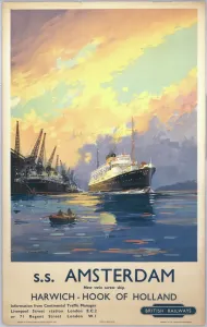 British Railways Poster Prints: Harwich - Hook of Holland, British Railways poster, c 1950s