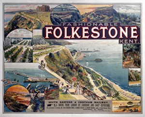 Fashionable Folkstone, Kent, SE & CR poster, c 1910 Fashionable Folkstone, Kent, SE & CR poster, c 1910