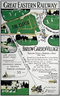 Trains Collection: Harlow Garden Village, GER poster, c 1910