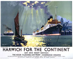 'Harwich for the Continent', LNER poster, 1940 'Harwich for the Continent', LNER poster, 1940