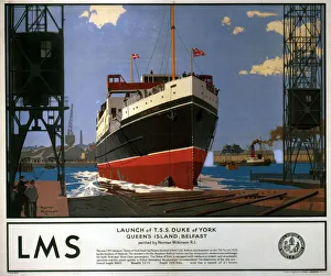 Launch of TSS Duke of York, LMS poster, 1935 Launch of TSS Duke of York, LMS poster, 1935