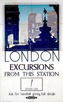 London, Excursions from this station, BR (SR) poster, 1939 London, Excursions from this station, BR (SR) poster, 1939