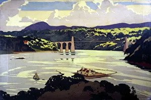 Menai Suspension Bridge, Wales, c 1922-1947 Menai Suspension Bridge, Wales, c 1922-1947