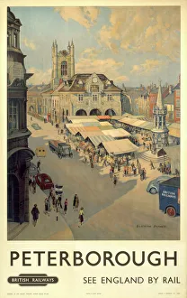 Peterborough market place, BR poster, 1950-1959 Peterborough market place, BR poster, 1950-1959