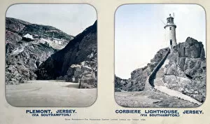 Images Dated 14th March 2003: Plemont, and Corbiere Lighthouse, Jersey, 1910s