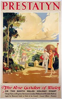 Prestatyn - The Rose Garden of Wales, LMS poster, 1923-1947 Prestatyn - The Rose Garden of Wales, LMS poster, 1923-1947
