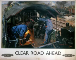 Clear Road Ahead Print, 1950s Railway Poster