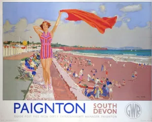 Devon Prints: Paignton Beach Print, 1937