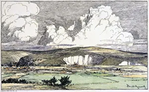 South Downs, Sussex, SR carriage print, c 1950s South Downs, Sussex, SR carriage print, c 1950s