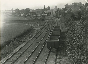 Sudbury station, view North West, the passenger station in left background. Goods Sudbury station, view North West, the passenger station in left background. Goods