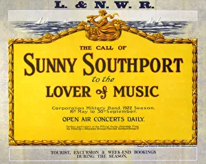 The Call of Sunny Southport, LNWR poster, 1922 The Call of Sunny Southport, LNWR poster, 1922