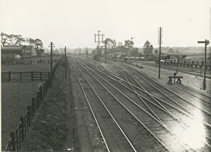 View south of Cambridge station taken from near Hills Road signal box. The LNWR running View south of Cambridge station taken from near Hills Road signal box. The LNWR running