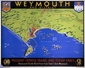 Weymouth and District, Dorset, SR/GWR poster, 1938 Weymouth and District, Dorset, SR/GWR poster, 1938